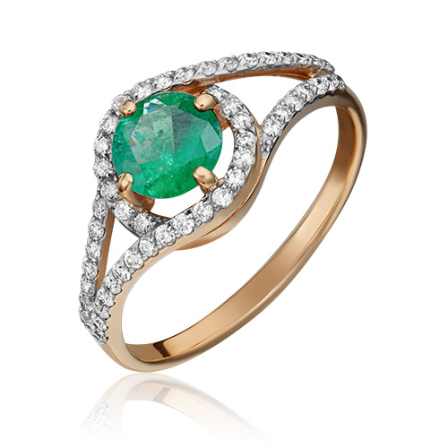 

Кольцо из золота р.  PLATINA jewelry 01-1494-00-106-1110-30, изумруд\бриллиант, 01-1494-00-106-1110-30