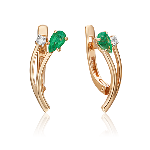 

Серьги из красного золота с бриллиантом/изумрудом PLATINA jewelry 02-0393-00-106-1110-30, 02-0393-00-106-1110-30
