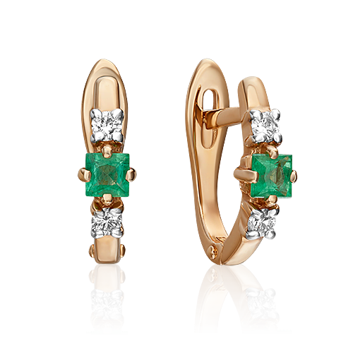 

Серьги из красного золота с бриллиантом/изумрудом PLATINA jewelry 02-0844-00-106-1110-30, 02-0844-00-106-1110-30