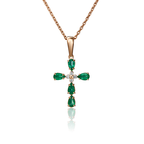 

Подвеска из красного золота с бриллиантом/изумрудом PLATINA jewelry 03-0062-00-106-1110-30, 03-0062-00-106-1110-30