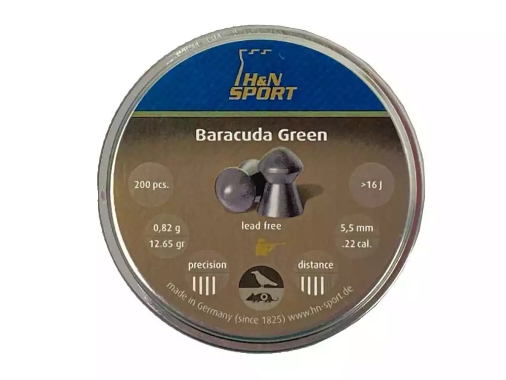 Пули пневматические HN Baracuda Green 55 мм 081 грамма 200 шт 2570₽