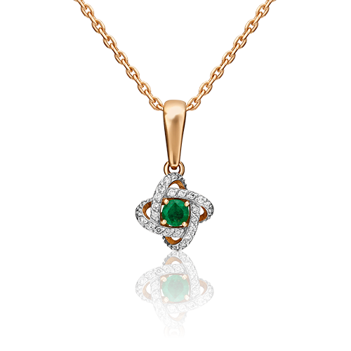 

Кулон из красного золота PLATINA jewelry 03-0490-00-106-1110-30, изумруд/бриллиант, 03-0490-00-106-1110-30