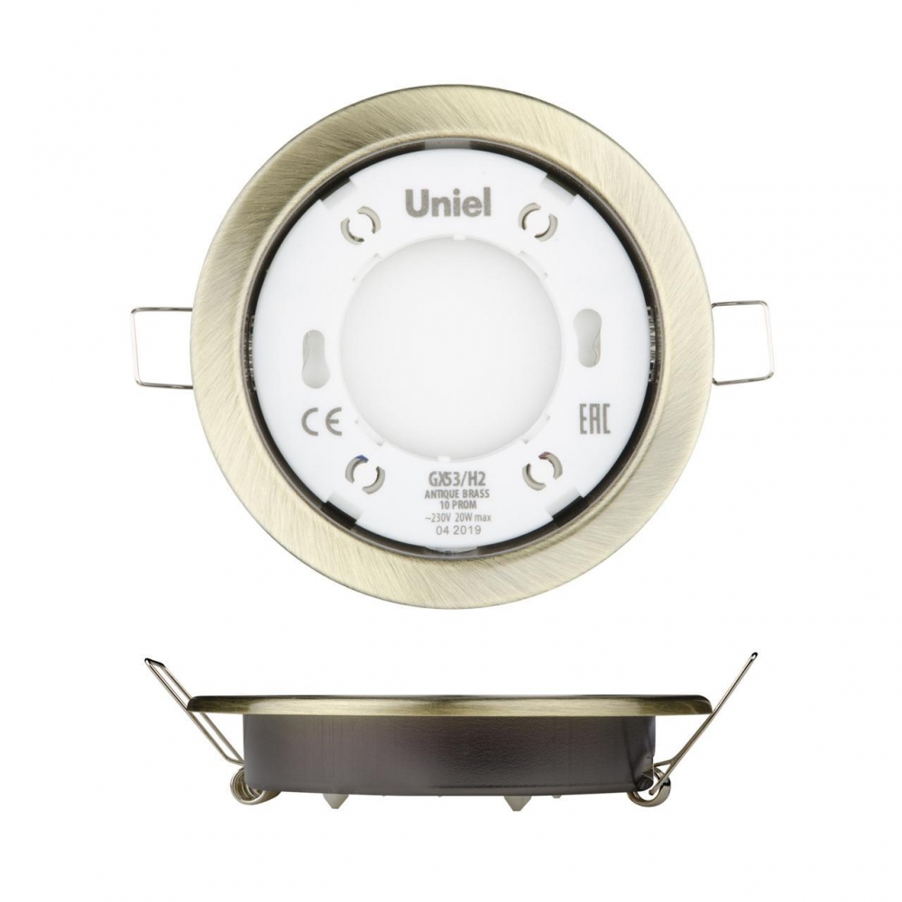 

Набор из 10 шт, Встраиваемый ультратонкий светильник Uniel GX53/H2 ANTIQUE BRASS 10 PROM (