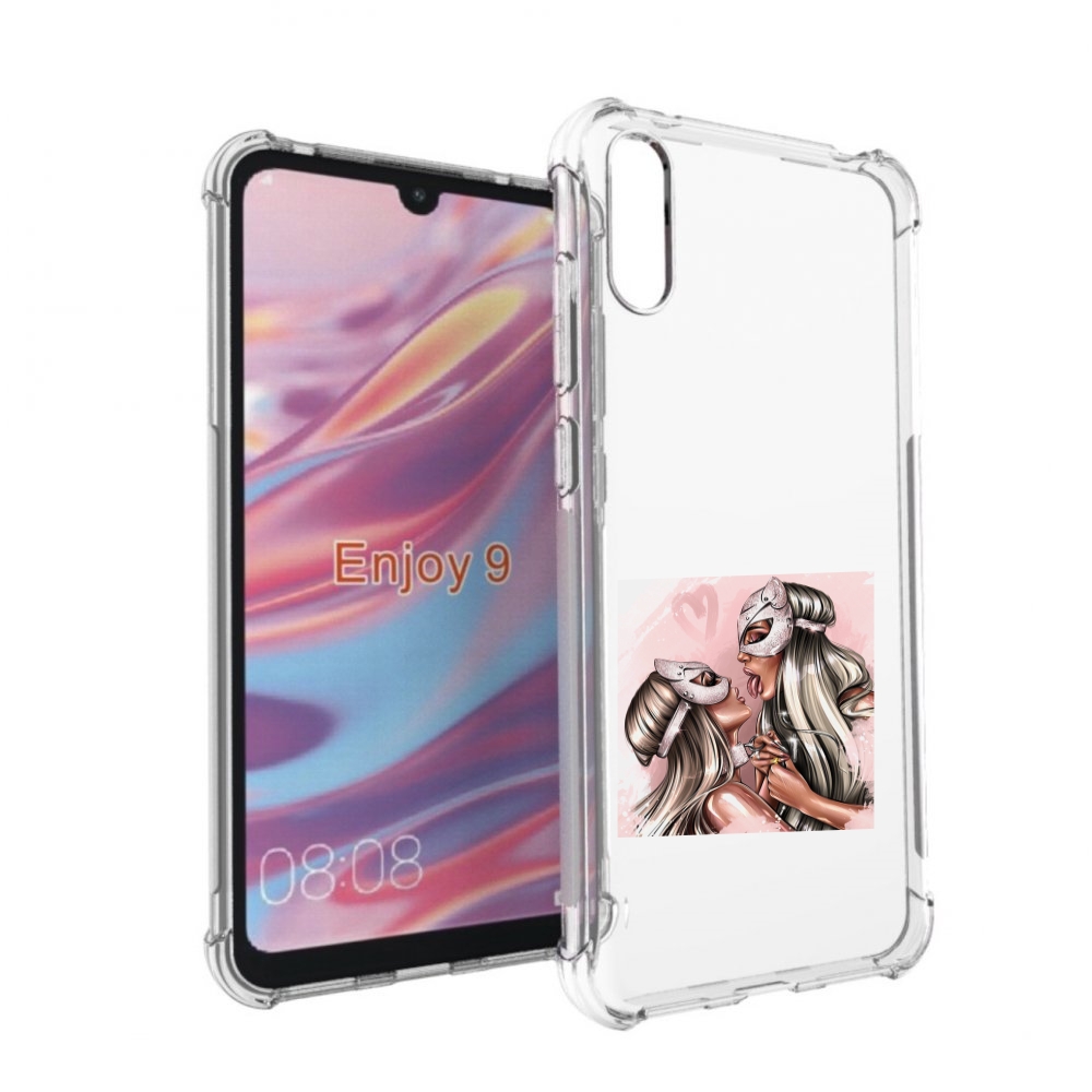 

Чехол бампер MyPads девушки-поцелуй женский для Huawei Enjoy 9, Прозрачный, Tocco