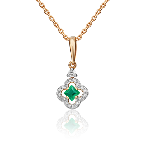 

Подвеска из красного золота с изумрудом/бриллиантом PLATINA jewelry 03-0521-00-106-1110-30, 03-0521-00-106-1110-30