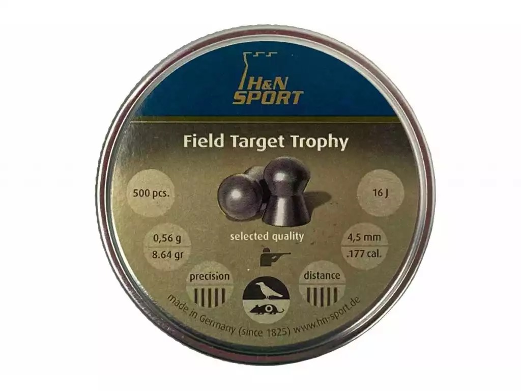 

Пули пневматические H&N Field Target Trophy гладк. 4,51 мм 8,64 гран (500 шт.), Серый, Field Target Trophy