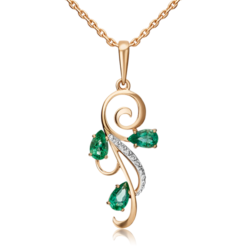 

Подвеска из красного золота с бриллиантом/изумрудом PLATINA jewelry 03-0523-00-106-1110-30, 03-0523-00-106-1110-30