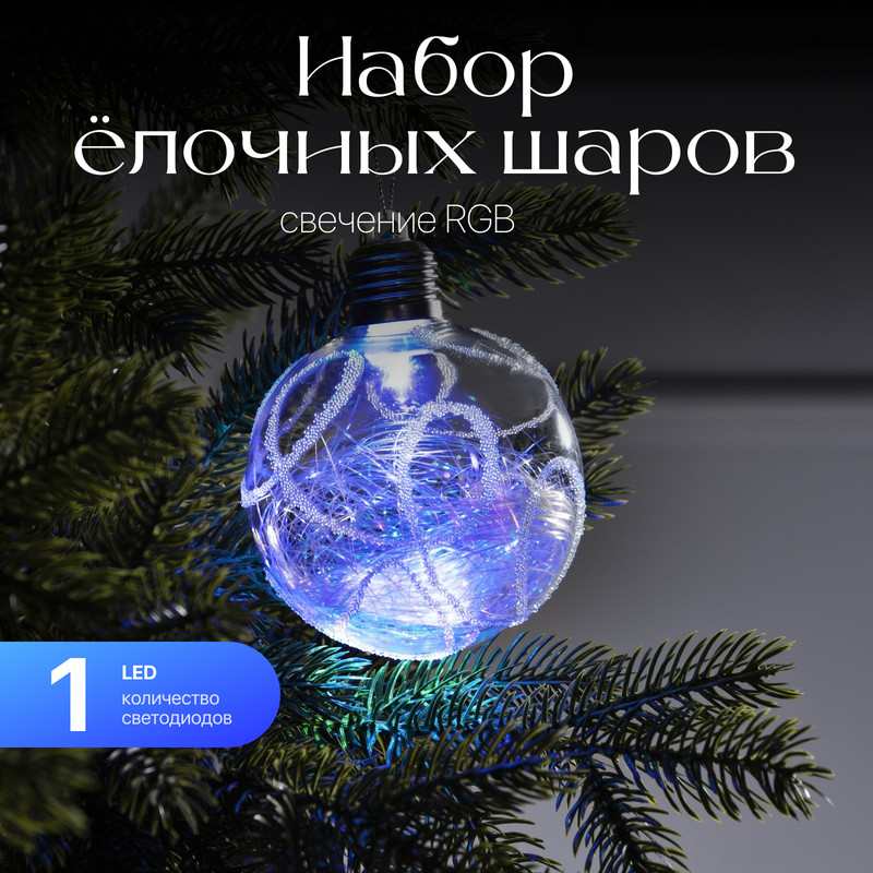 Шар на ель Luazon Lighting Ледяной узор Р00011586 1 шт. голубой