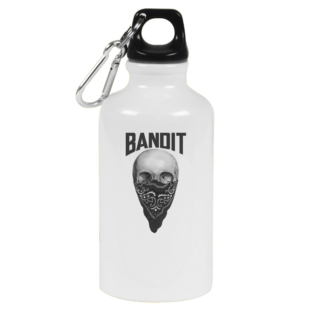 

Бутылка спортивная CoolPodarok Bandit. Череп в косынке, Белый