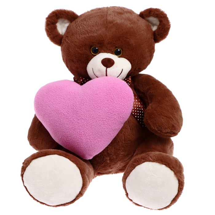 Мягкая игрушка «Медведь Виктор со средним сердцем цикламен», 35 см