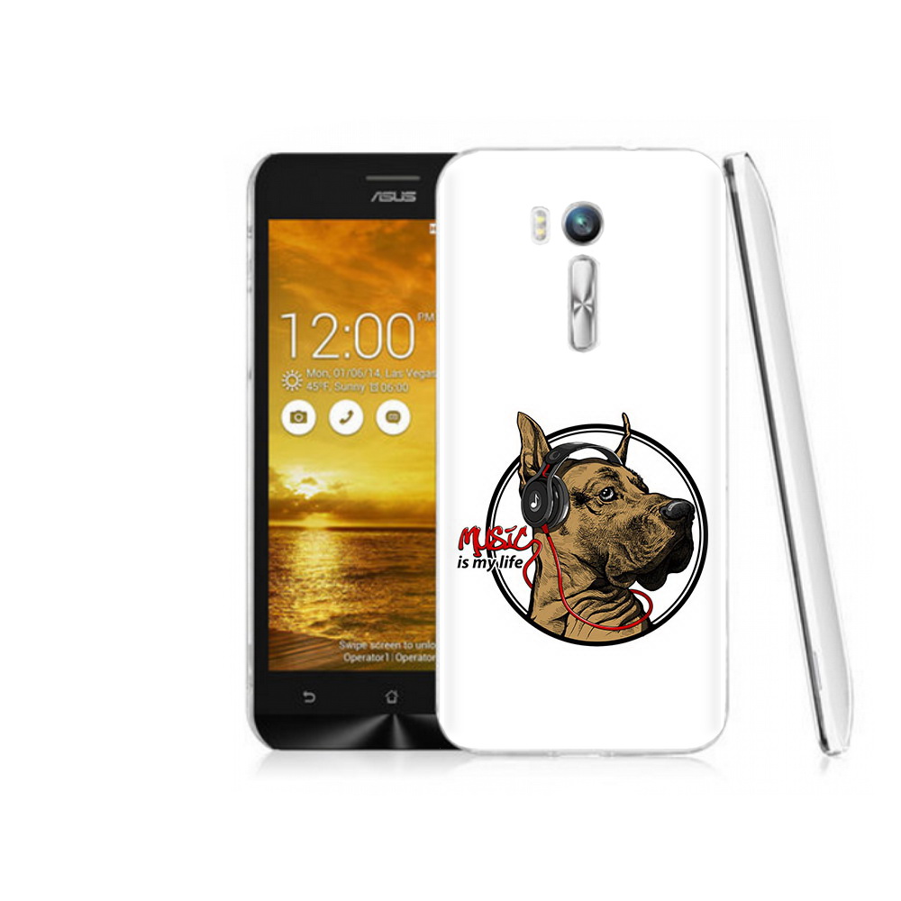 

Чехол MyPads Tocco для Asus ZenFone Go (ZB551KL) музыкальная собака, Прозрачный, Tocco