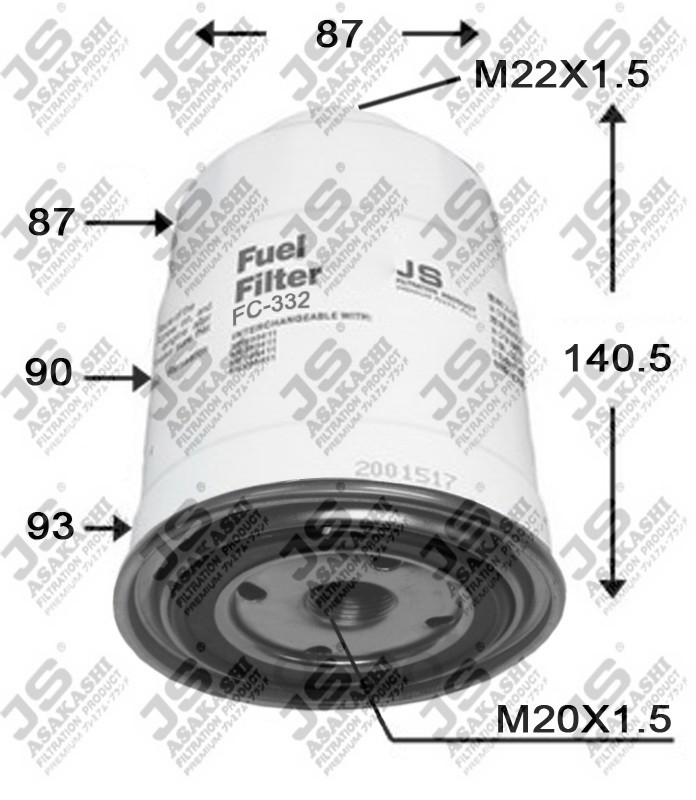 

Fc332J Фильтр Топливный Mitsubishi Pajero 3.2Di-D/2.5Td 99> JS Asakashi fc332j
