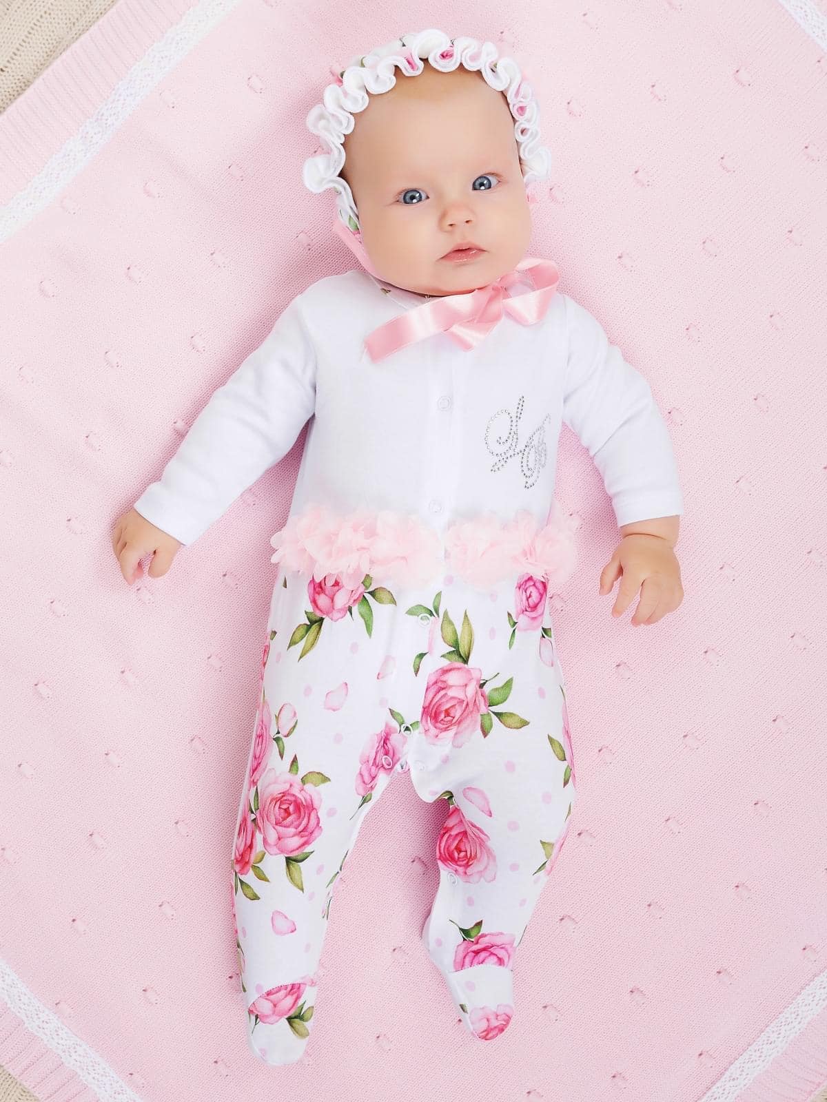 

Комплект на выписку Luxury Baby Пионы, белый; зеленый; розовый, 56, Пионы