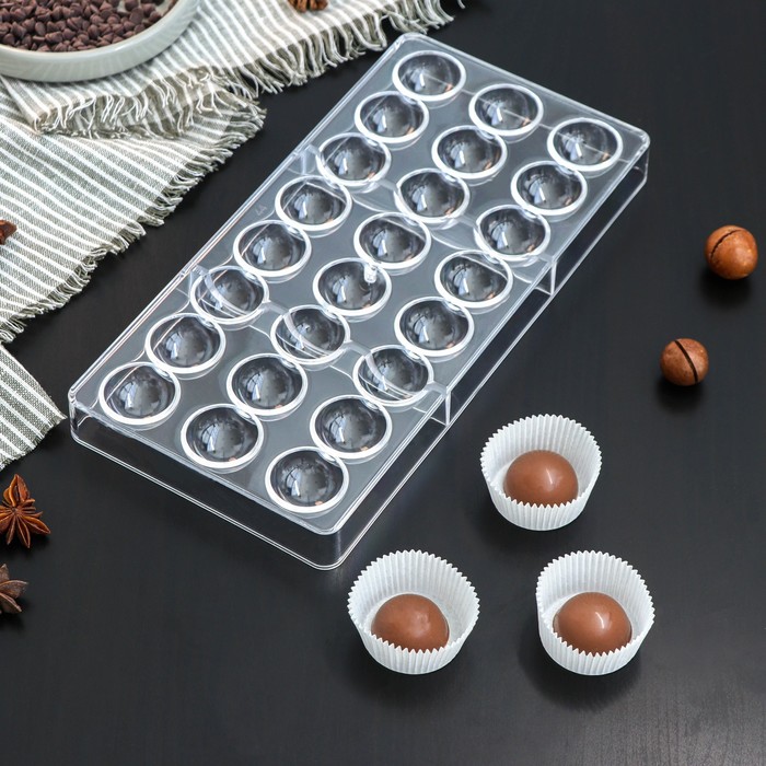 KONFINETTA Форма для шоколада «Полусфера», 27,5x13,5 см, 24 ячейки, цвет прозрачный
