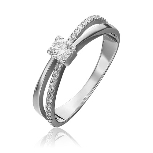 Помолвочное кольцо из золота 16-го калибра с бриллиантом, изготовленное компанией PLATINA jewelry, артикул 01-0408-00-101-1120-30.