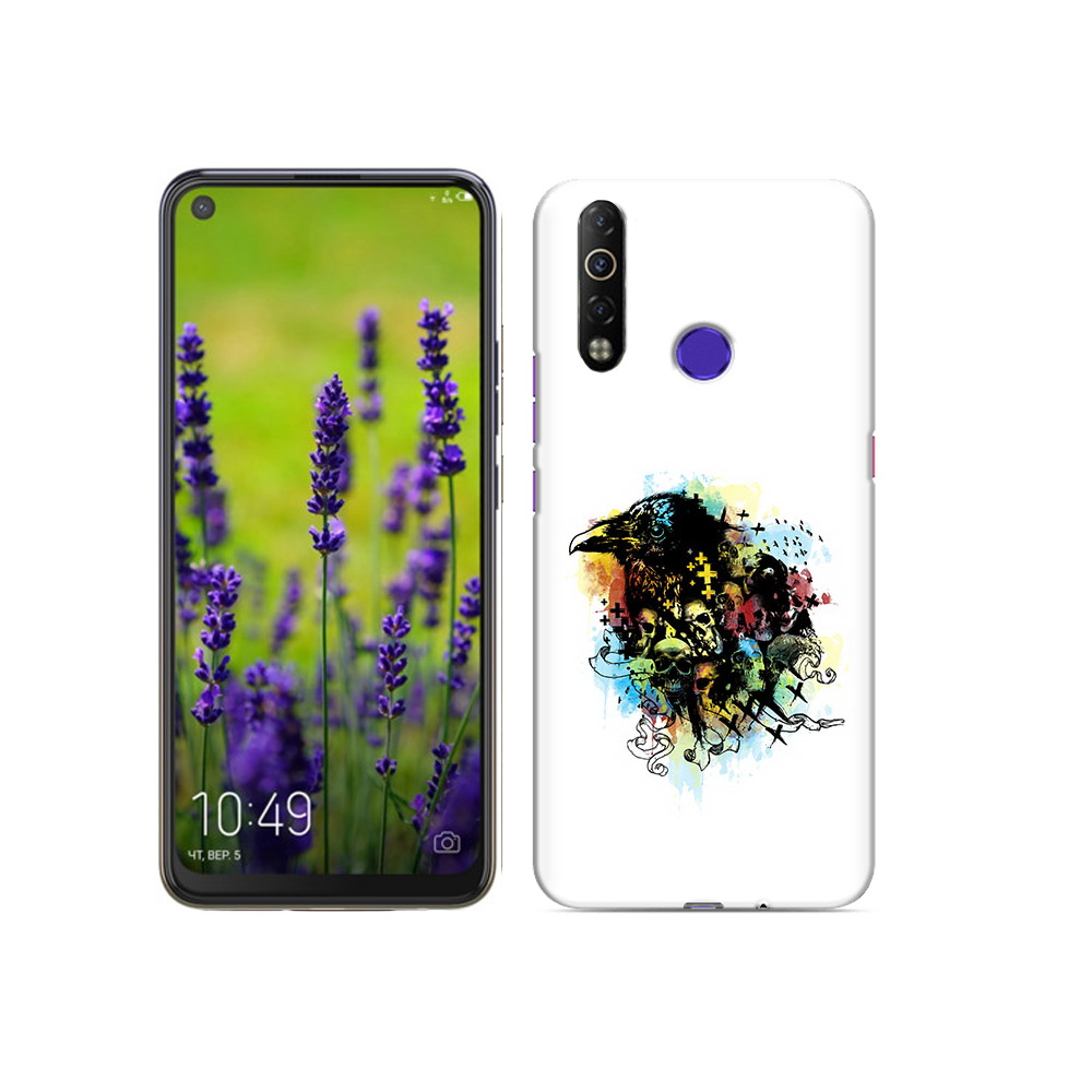 

Чехол MyPads Tocco для Tecno Camon 12 Air ворон и черепа, Прозрачный, Tocco