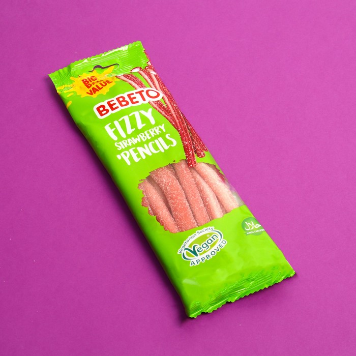 Жевательный мармелад BEBETO FIZZY STRAWBERRY PENCILS, 200 г