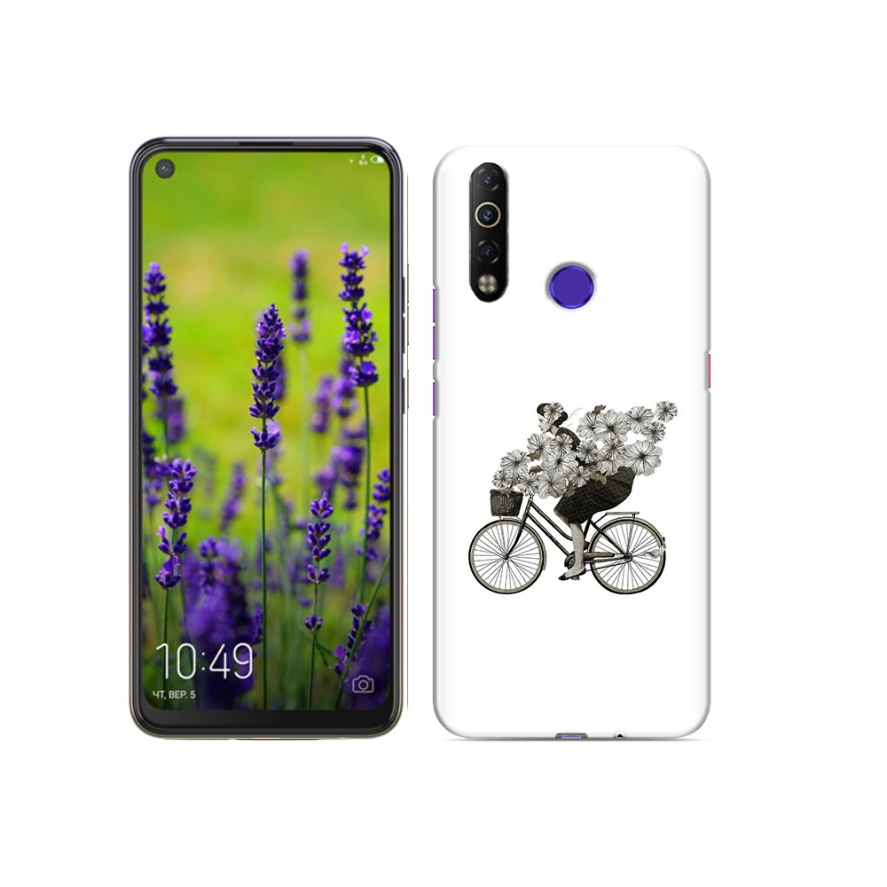 

Чехол MyPads Tocco для Tecno Camon 12 Air девушка на велосипеде с цветами, Прозрачный, Tocco
