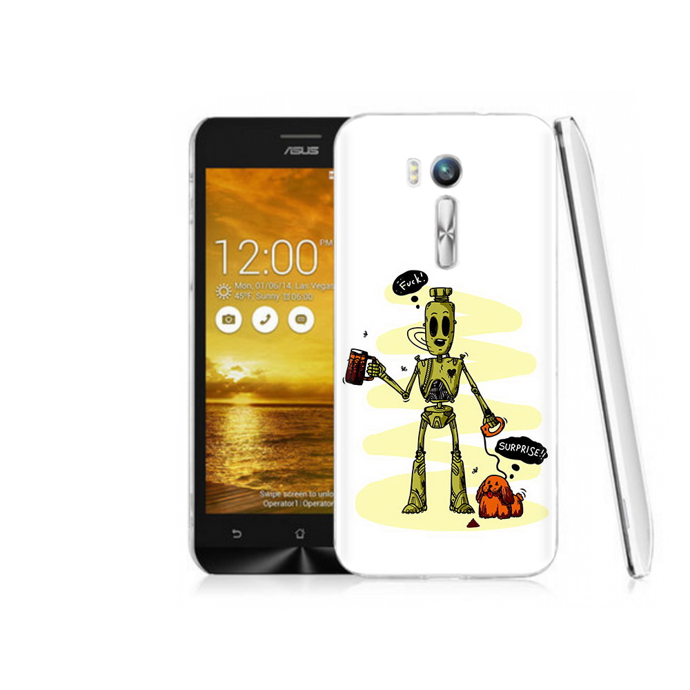 

Чехол MyPads Tocco для Asus ZenFone Go (ZB551KL) прикольный робот, Прозрачный, Tocco