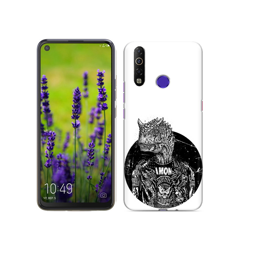 

Чехол MyPads Tocco для Tecno Camon 12 Air динозавр в куртке, Прозрачный, Tocco