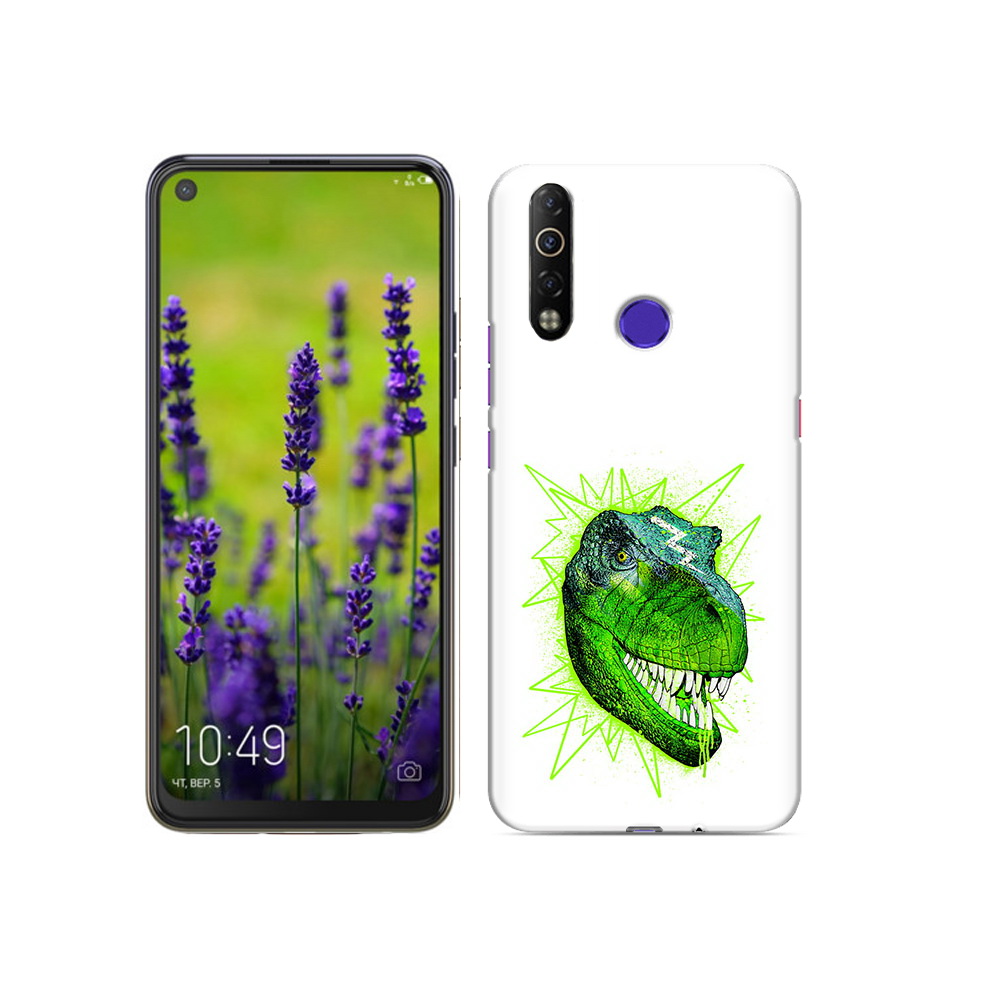 

Чехол MyPads Tocco для Tecno Camon 12 Air зеленый динозавр, Прозрачный, Tocco