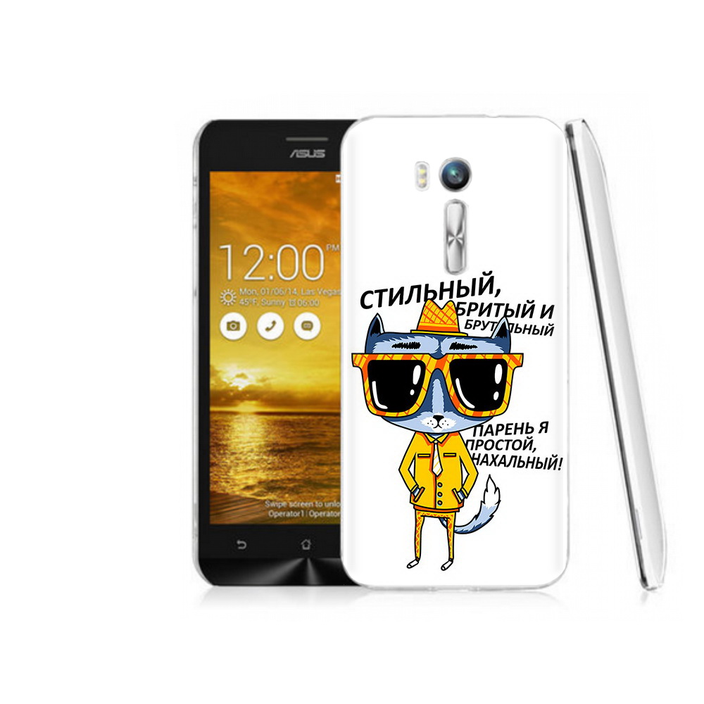 

Чехол MyPads Tocco для Asus ZenFone Go (ZB551KL) стильный кот, Прозрачный, Tocco