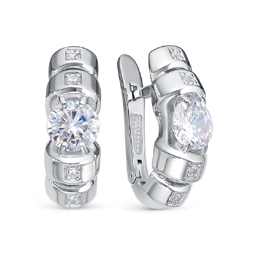 

Серьги из серебра с фианитом Del'ta с1202073, с1202073