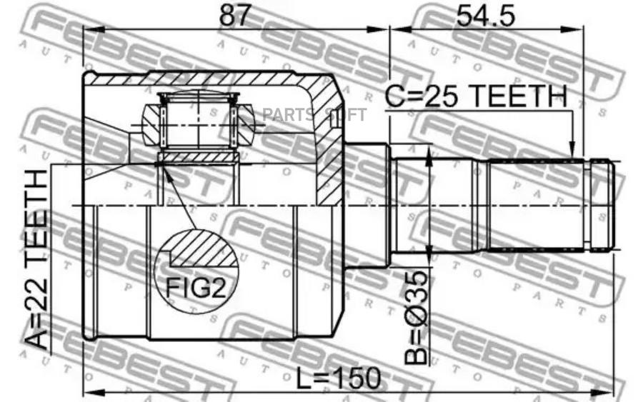 

1211-Accat_Шрус Внутренний К-Кт Hyundai Accent 99> Febest 1211Accat