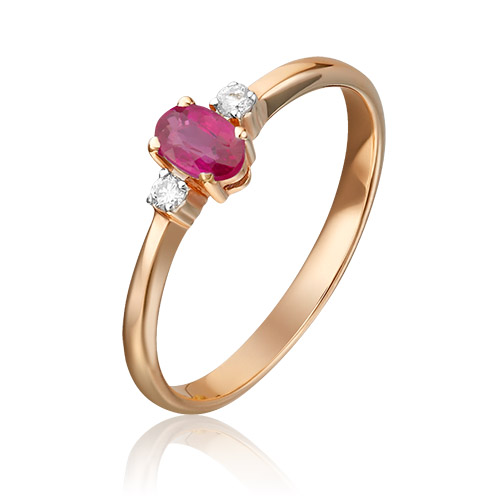 

Кольцо из золота с рубином/бриллиантом р. 17 PLATINA jewelry 01-0297-00-107-1110-30, 01-0297-00-107-1110-30