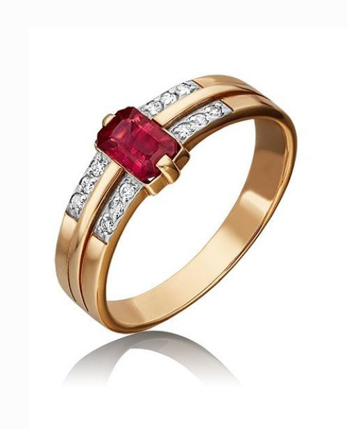 

Кольцо из золота с рубином/бриллиантом р. 19 PLATINA jewelry 01-1253-00-107-1110-30, 01-1253-00-107-1110-30