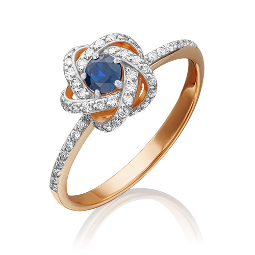 

Кольцо из золота р. 16 PLATINA jewelry 01-1435-00-105-1110-30, бриллиант\сапфир, 01-1435-00-105-1110-30