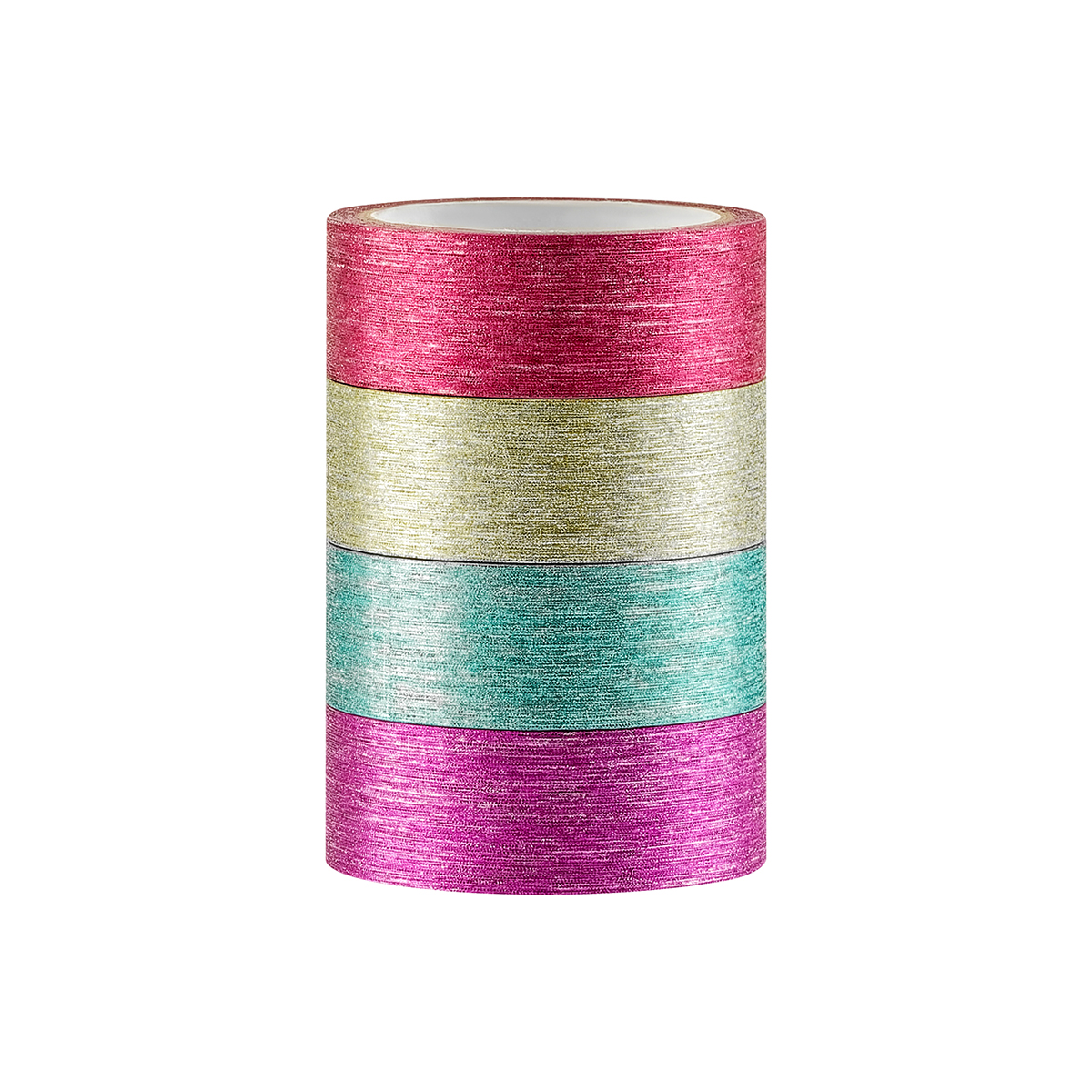 

Набор клейкой ленты декоративной Meshu Glitter lines 15 мм х 3 м 4 шт, Голубой;желтый;красный;розовый