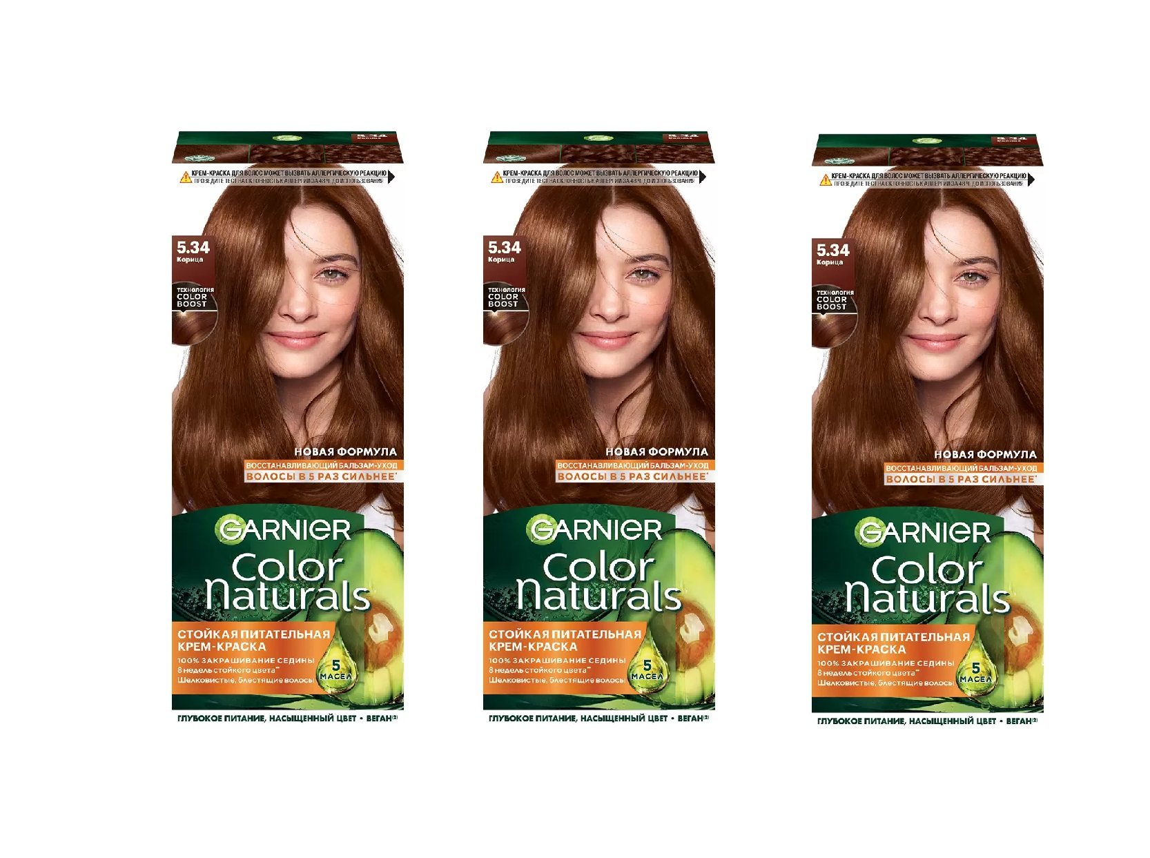 Краска для волос Garnier Color Naturals тон 5.34 корица 3 шт