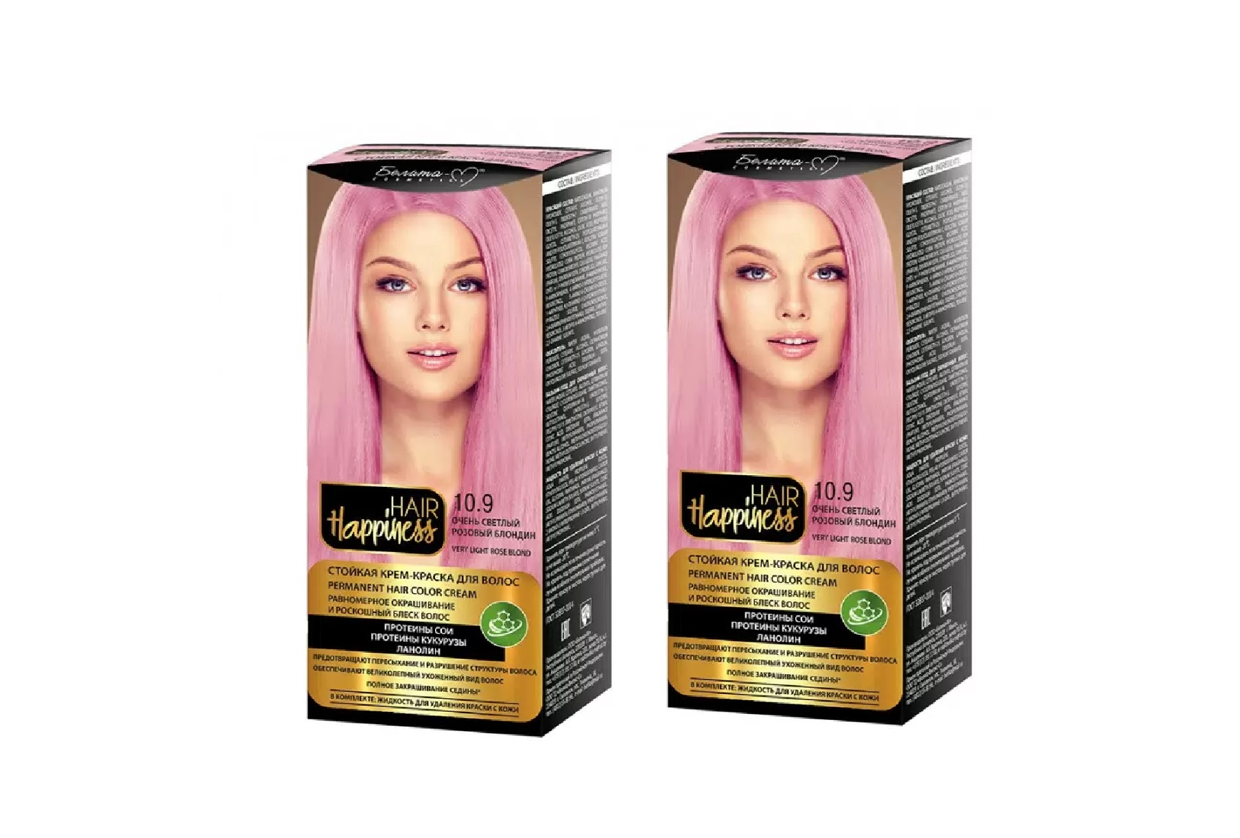 Краска Белита-М Hair Happiness тон 10.9 очень светлый розовый блондин 2шт