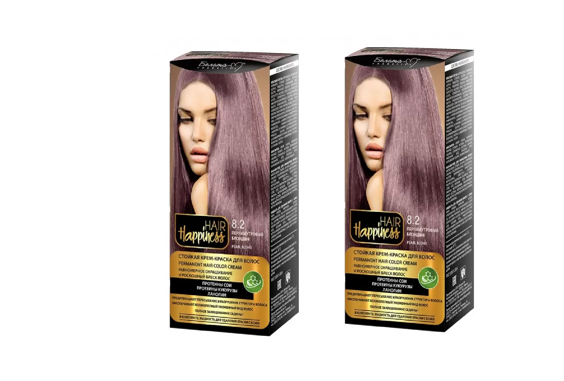 Краска Белита-М Hair Happiness тон 8.2 Перламутровый блондин 90 мл 2 шт