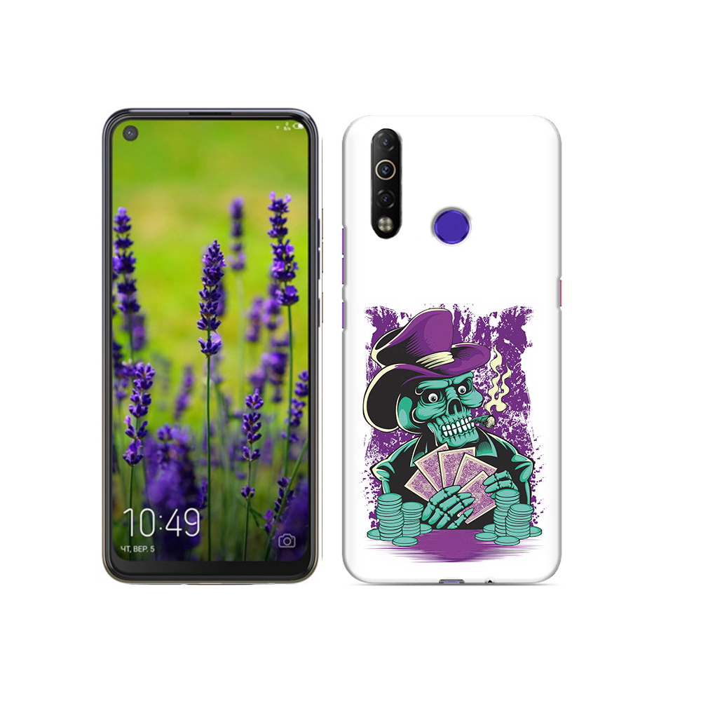 

Чехол MyPads Tocco для Tecno Camon 12 Air зеленый череп с картами, Прозрачный, Tocco
