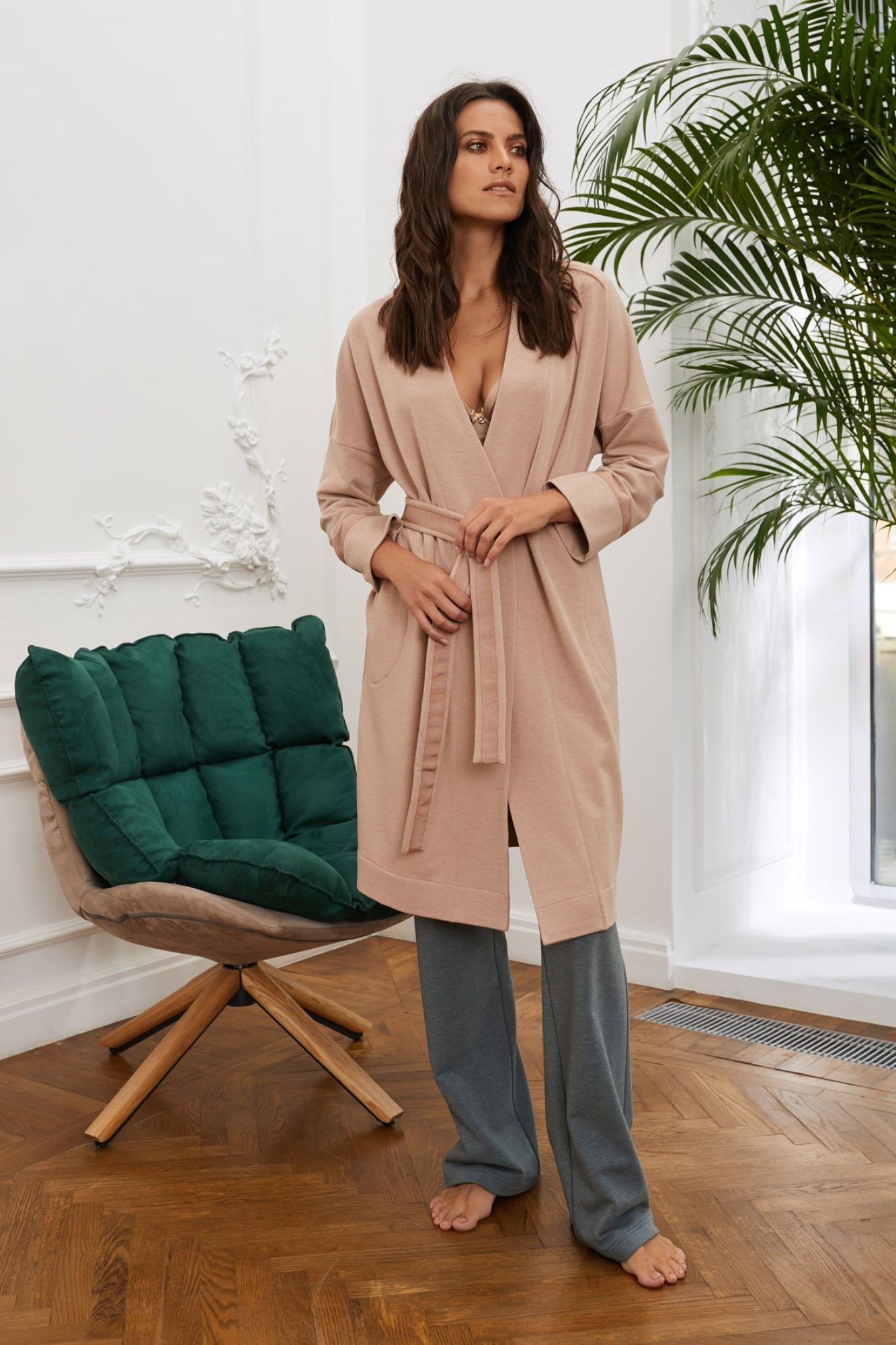 

Халат женский Laete 30385-3 бежевый 2XL (52), 30385-3