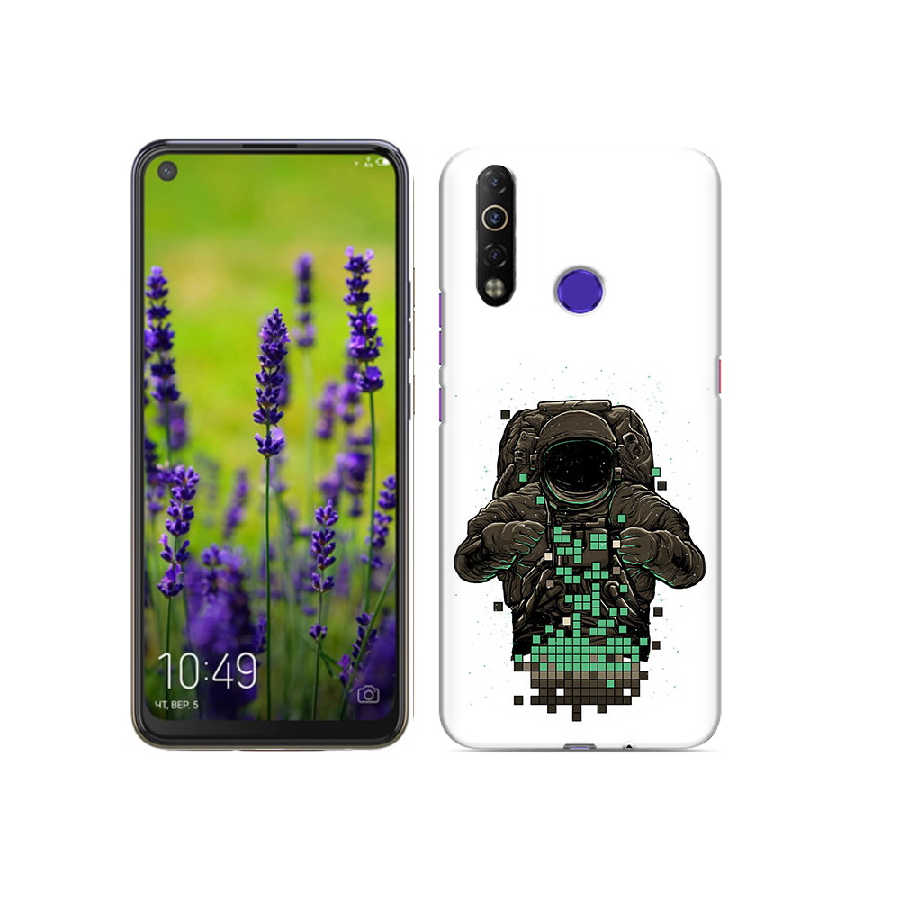 

Чехол MyPads Tocco для Tecno Camon 12 Air космонавт с пикселями, Прозрачный, Tocco