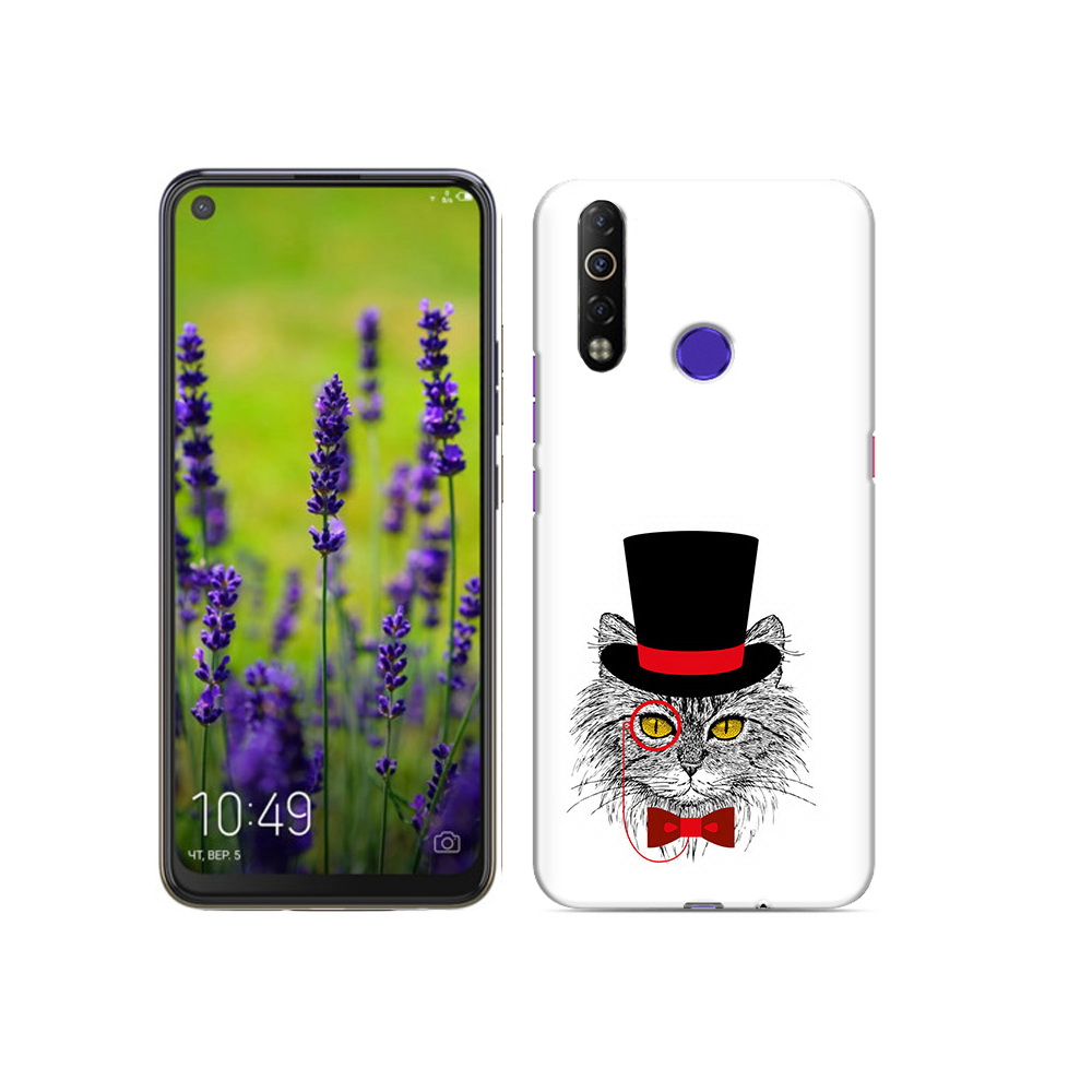 

Чехол MyPads Tocco для Tecno Camon 12 Air кот в шляпе, Прозрачный, Tocco