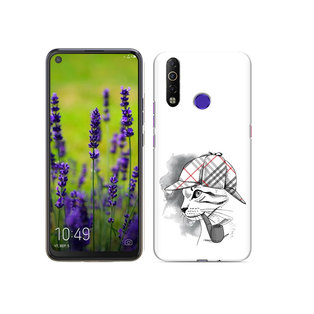 

Чехол MyPads Tocco для Tecno Camon 12 Air кошка с трубкой, Прозрачный, Tocco