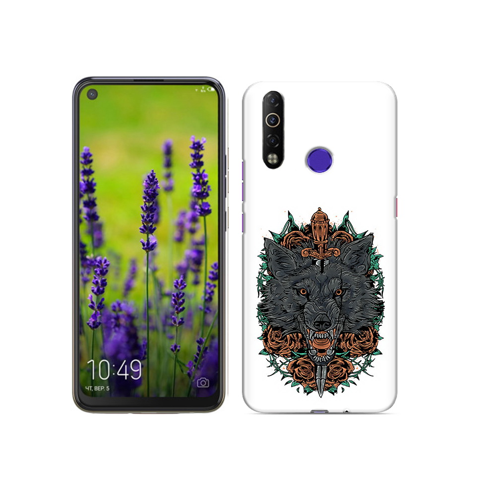 

Чехол MyPads Tocco для Tecno Camon 12 Air красивый злой волк, Прозрачный, Tocco
