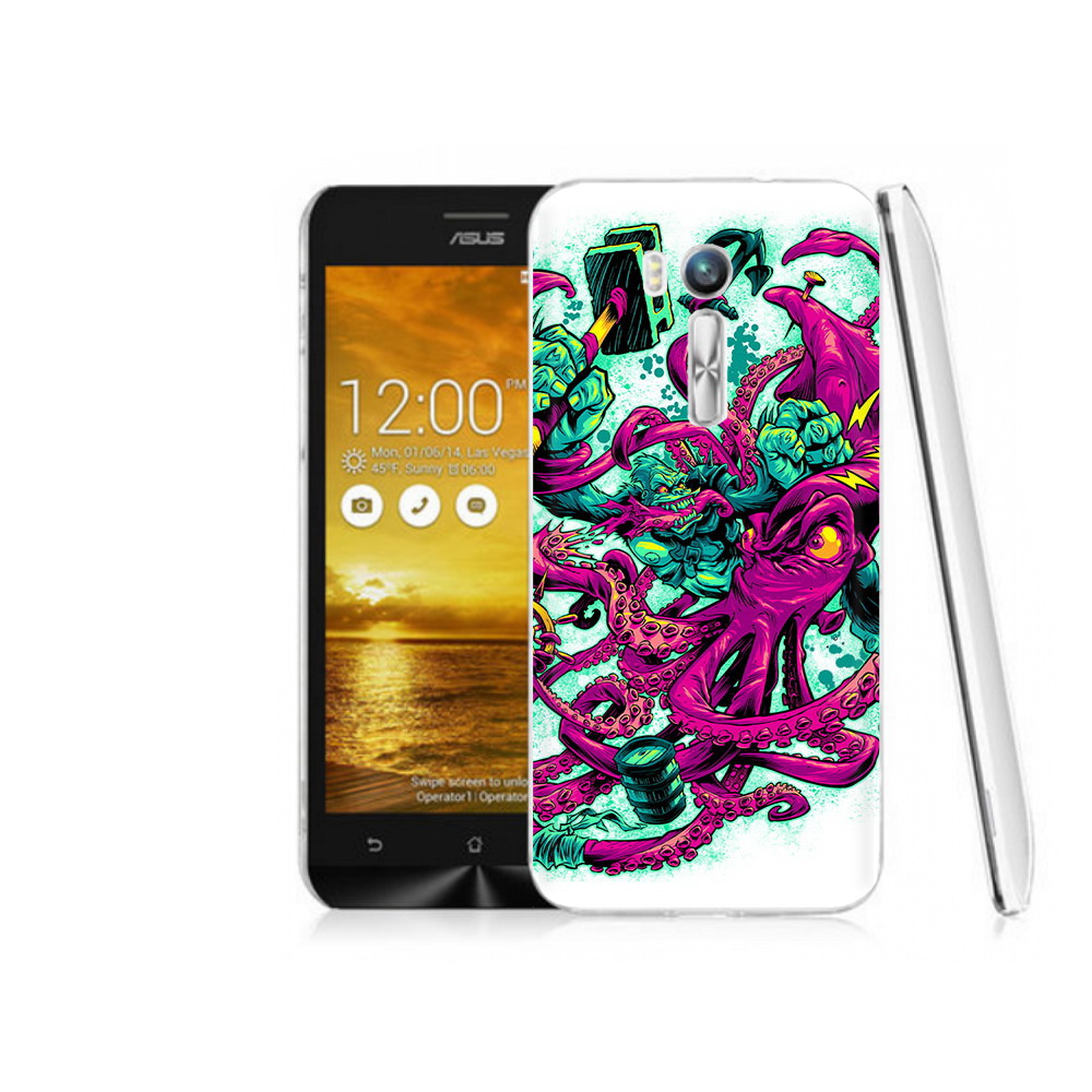 

Чехол MyPads Tocco для Asus ZenFone Go (ZB551KL) фиолетовый кракен, Прозрачный, Tocco
