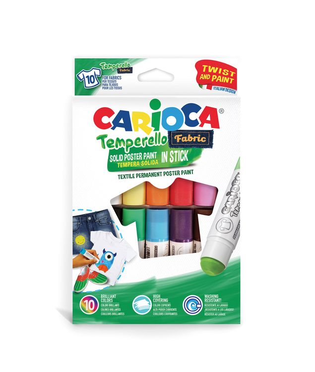 Карандаши-стики по ткани Carioca Temperello Fabric, 10 цв