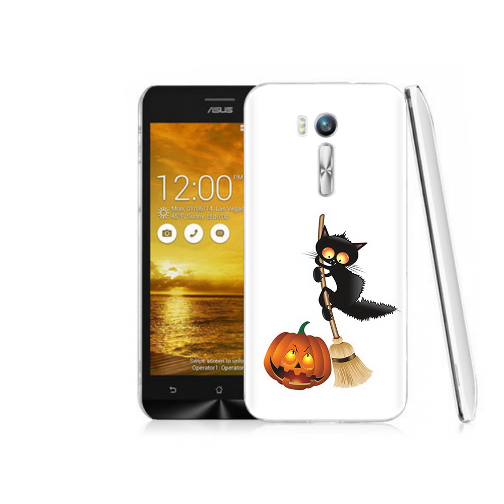 

Чехол MyPads Tocco для Asus ZenFone Go (ZB551KL) хэлуинский котик, Прозрачный, Tocco