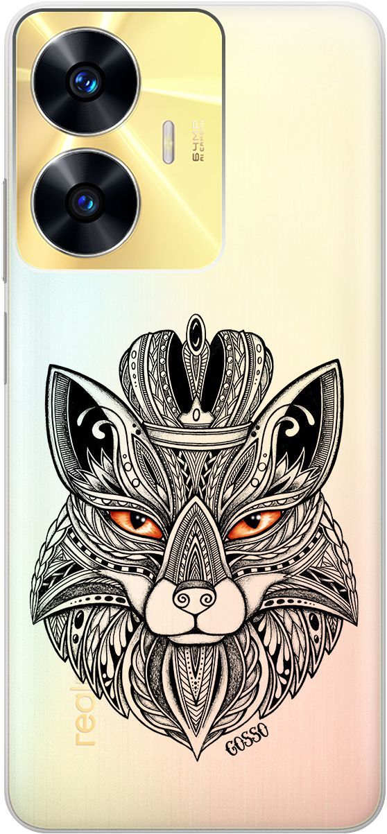 

Силиконовый чехол на Realme C55 с 3D принтом "Fox Queen" прозрачный, Прозрачный;серый, 159498