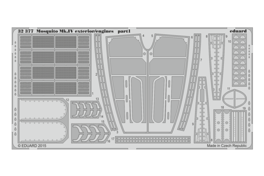 

32377 Eduard 1/32 Фототравление для Mosquito Mk.IV exterior/engines, Однотонный