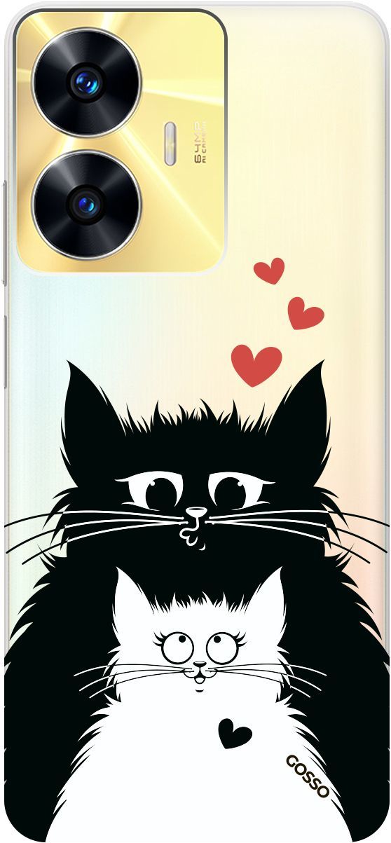 

Силиконовый чехол на Realme C55 с 3D принтом "Cats in Love" прозрачный, Прозрачный;белый, 159498