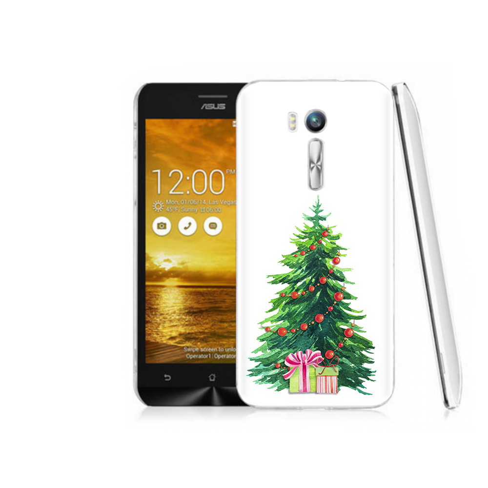 

Чехол MyPads Tocco для Asus ZenFone Go (ZB551KL) Елка новогодняя с подарками акварель, Прозрачный, Tocco