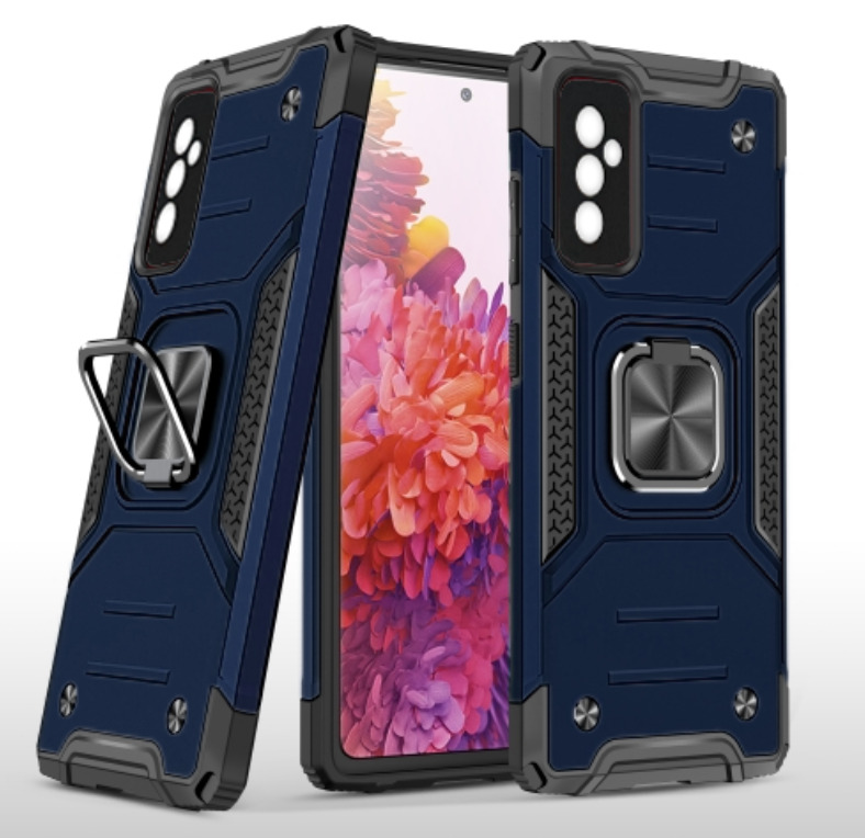 

Противоударный чехол на Samsung Galaxy M52 М526 с кольцом держателем подставкой синий, чехол накладка для телефона Самсунг Галакси М52