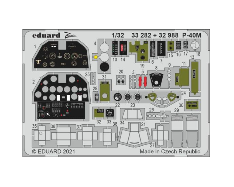 

33282 Eduard 1/32 Фототравление для P-40M, Цветной